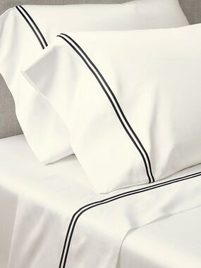 Restoration Hardware Set of Two ITALIAN IVORY HOTEL SATIN STITCH Pillow cases